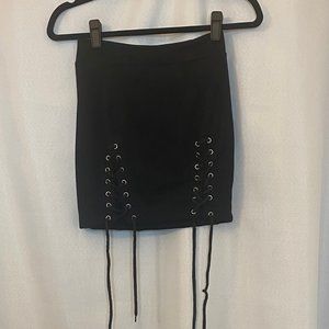 Suede Tie Front Skirt